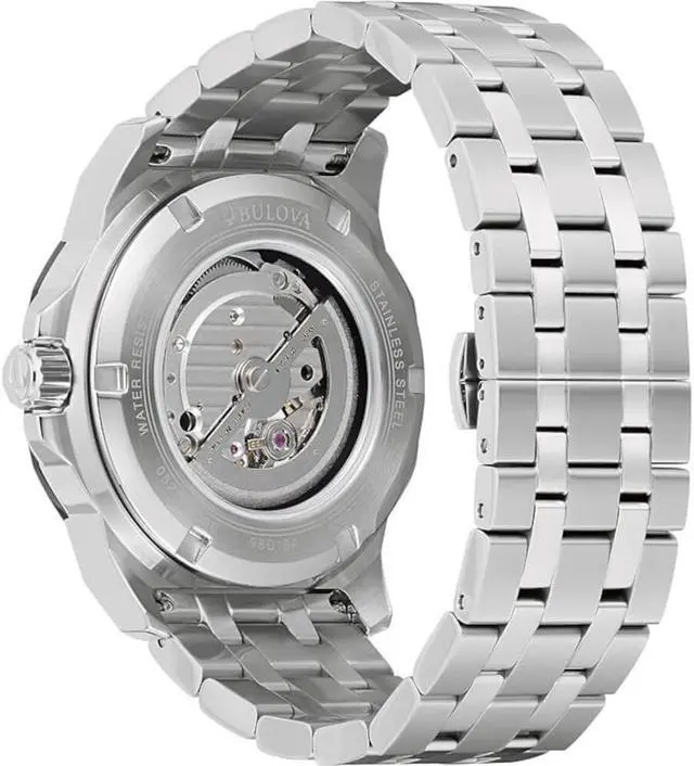 Alt view image 3 of 5 - Bulova 98D184 Marc Anthony Marine Star Automatic Silver-Tone with Blue Sunray Dial and Diamond Accent Watch