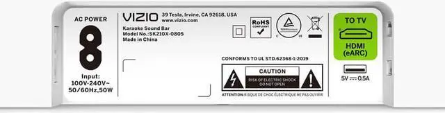 Alt view image 7 of 7 - Vizio SK210X0805 MicMe 2.1 Channel Karaoke Soundbar and Subwoofer