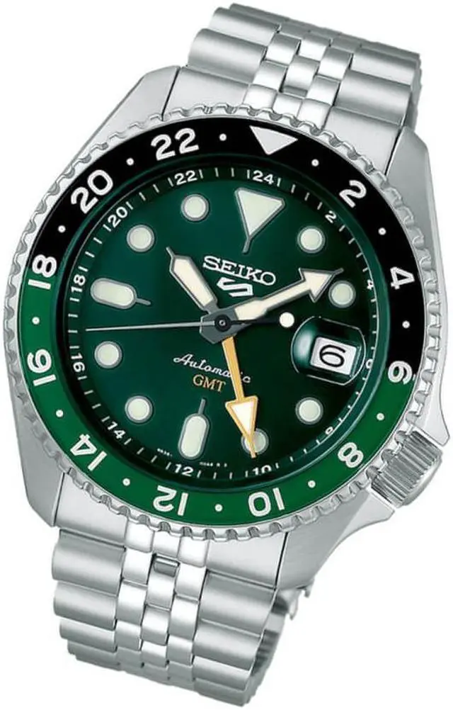 Alt view image 2 of 5 - Seiko SSK035 5 Sports Automatic Silver-Tone with Green Dial GMT Series Watch