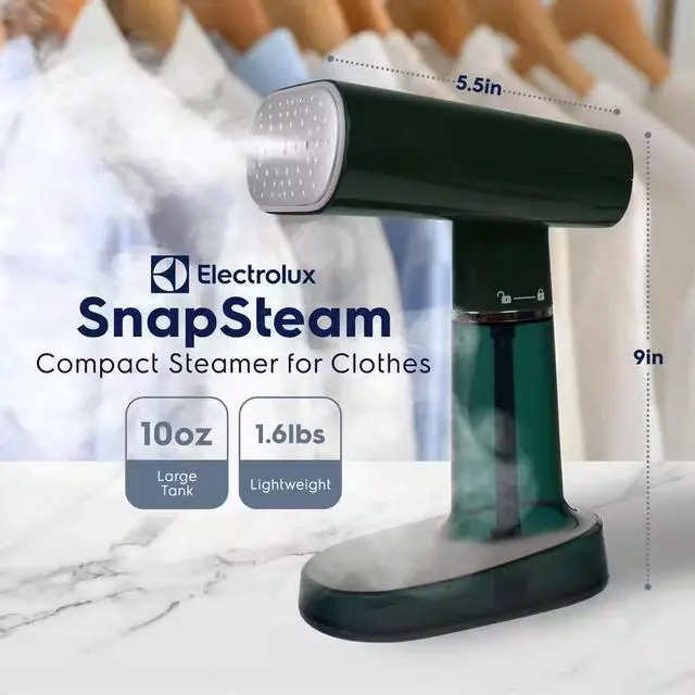 Alt view image 2 of 7 - Electrolux LX1200 SnapSteam Compact Handheld Garment Steamer - Pine Green