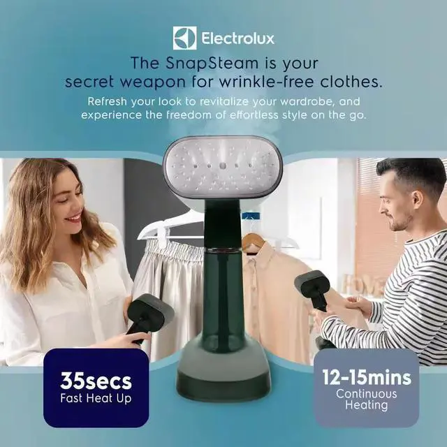 Alt view image 6 of 7 - Electrolux LX1200 SnapSteam Compact Handheld Garment Steamer - Pine Green