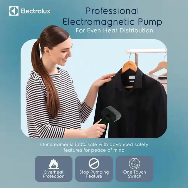 Alt view image 7 of 7 - Electrolux LX1200 SnapSteam Compact Handheld Garment Steamer - Pine Green