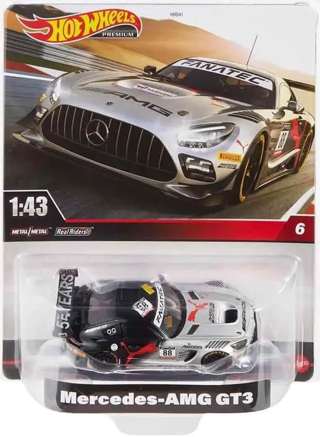 Main image of Mattel HMD44 Hot Wheels Premium Real Riders Mercedes-AMG GT3 Collectible Toy Car