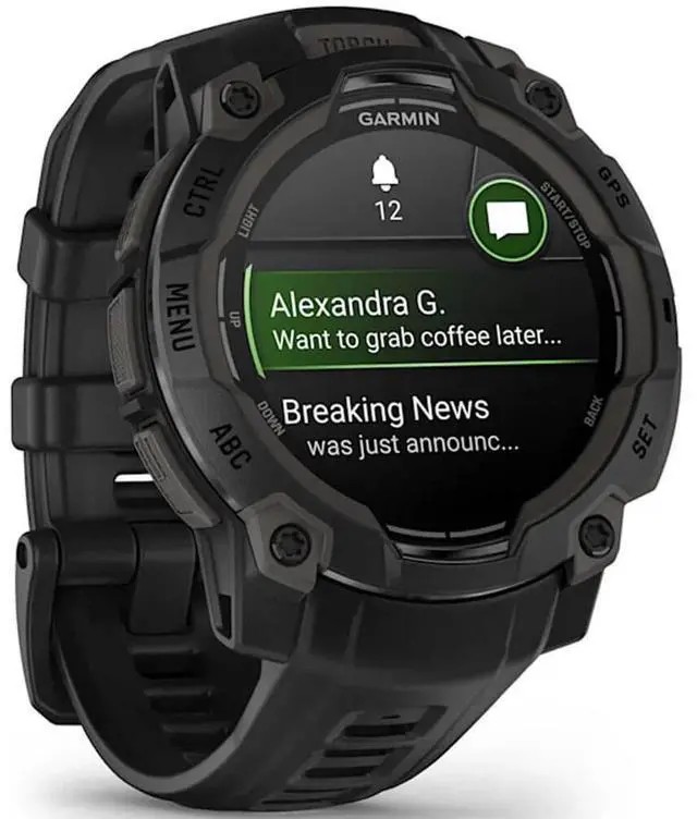 Alt view image 2 of 14 - Garmin Instinct® 3 45mm, AMOLED Display, Rugged Outdoor GPS Smartwatch, Metal-Reinforced Bezel, Built-in Flashlight, Up to 18 Days of Battery Life, Black