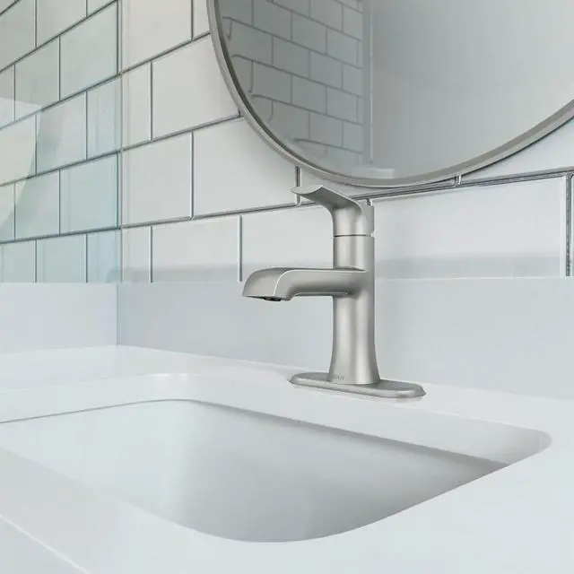 Alt view image 7 of 7 - Moen 84540SRN LISO Single Handle Bathroom Faucet - Brushed Nickle