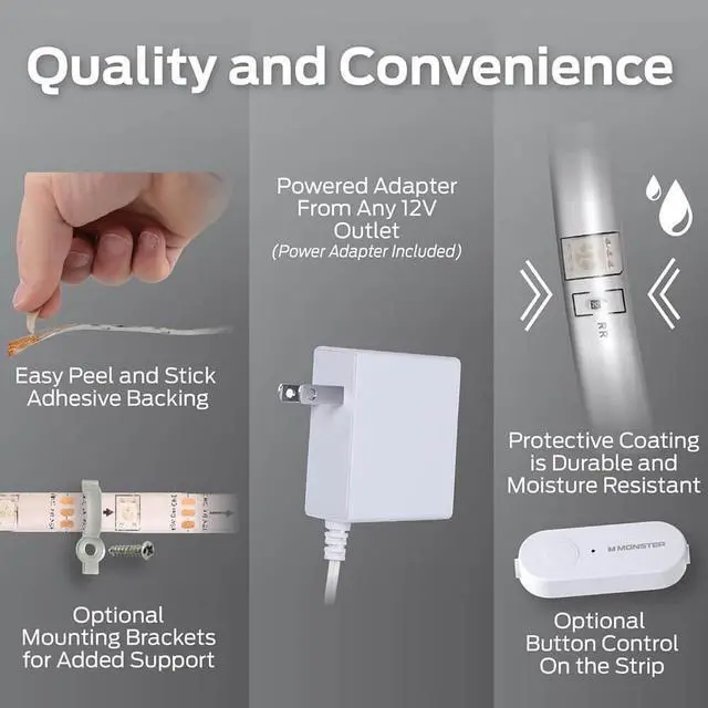 Alt view image 3 of 7 - Monster MLW71003ICM 50Ft. Multi-Color LED Light Strip