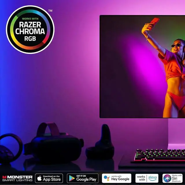 Alt view image 5 of 7 - Monster MLW71004ICM 100Ft. Multi-Color Flow LED Light Strip