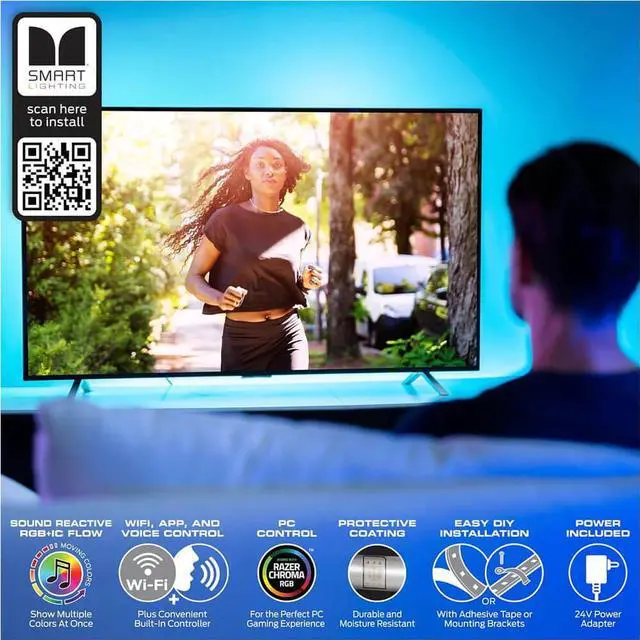 Alt view image 3 of 7 - Monster MLW71004ICM 100Ft. Multi-Color Flow LED Light Strip