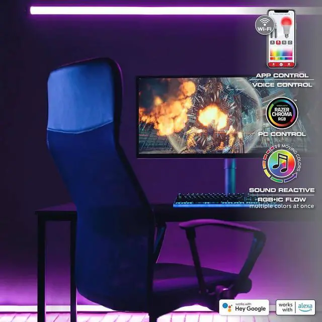 Alt view image 4 of 7 - Monster MLW71004ICM 100Ft. Multi-Color Flow LED Light Strip