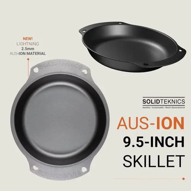 Alt view image 2 of 7 - Solidteknics QL224D 9.5 inch AUS-ION Lightning Oven-To-Table Dual Handle Wrought Iron Pan