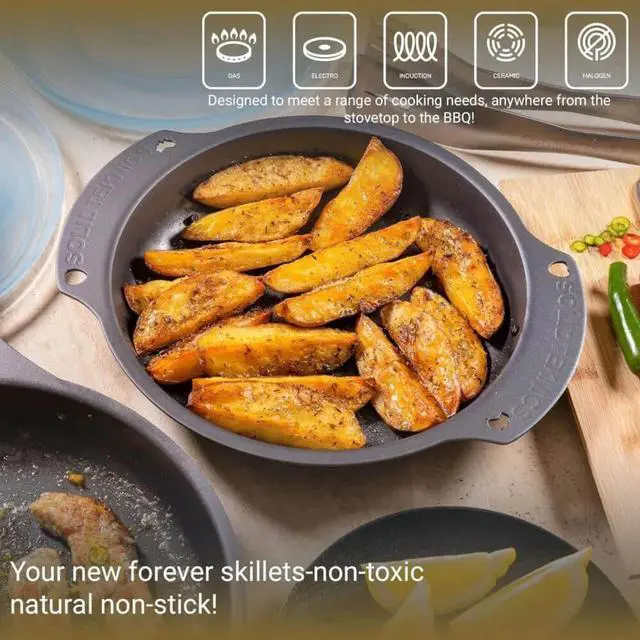 Alt view image 3 of 7 - Solidteknics QL224D 9.5 inch AUS-ION Lightning Oven-To-Table Dual Handle Wrought Iron Pan