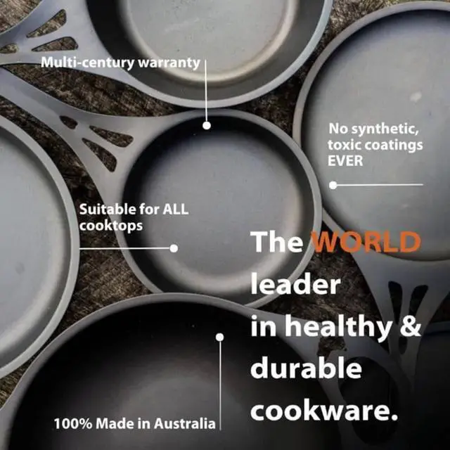 Alt view image 6 of 7 - Solidteknics QL224D 9.5 inch AUS-ION Lightning Oven-To-Table Dual Handle Wrought Iron Pan