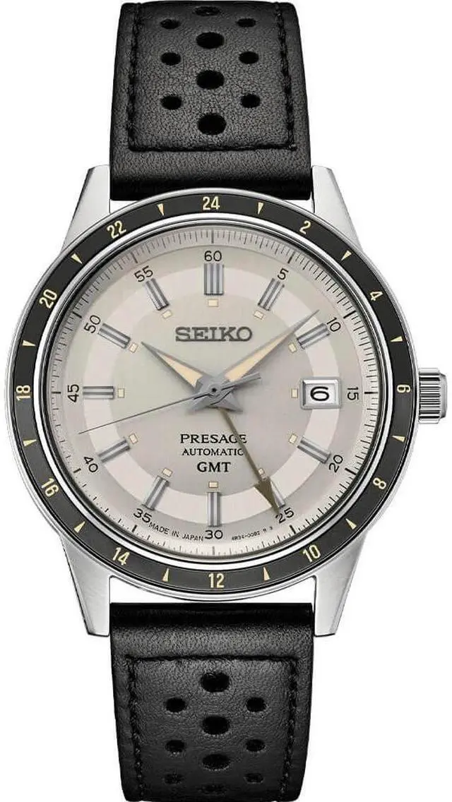 Main image of Seiko SSK011 Presage Style60s GMT Collection Automatic Watch - Black/Ivory