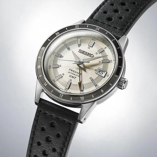 Alt view image 4 of 5 - Seiko SSK011 Presage Style60s GMT Collection Automatic Watch - Black/Ivory