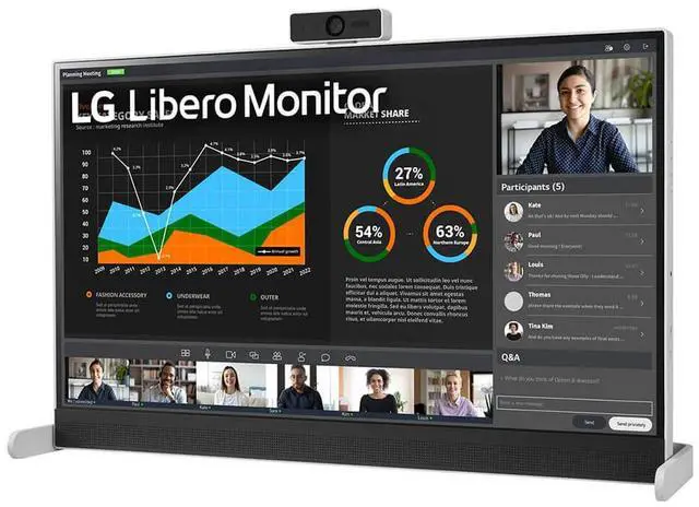 Alt view image 2 of 7 - LG 27" 75 Hz IPS QHD IPS Libero Monitor with Detachable Full HD Webcam 5 ms (GtG at Faster) FreeSync (AMD Adaptive Sync) Flat Panel 27MQ70QC-S