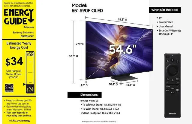 Alt view image 7 of 8 - Samsung QN55S90F 55 inch Class OLED 4K S90F Vision AI Smart TV (2025)