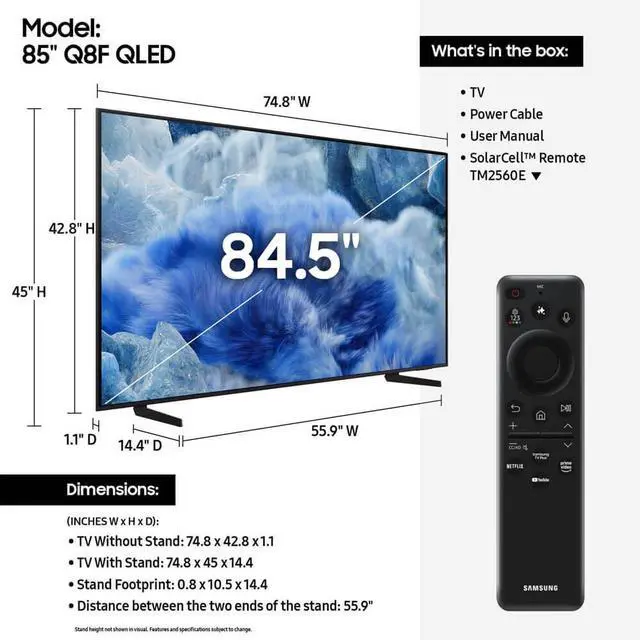 Alt view image 6 of 8 - Samsung 85 inch Class Q8F Series QLED 4K Vision AI Smart TV - QN85Q8FAAXZA