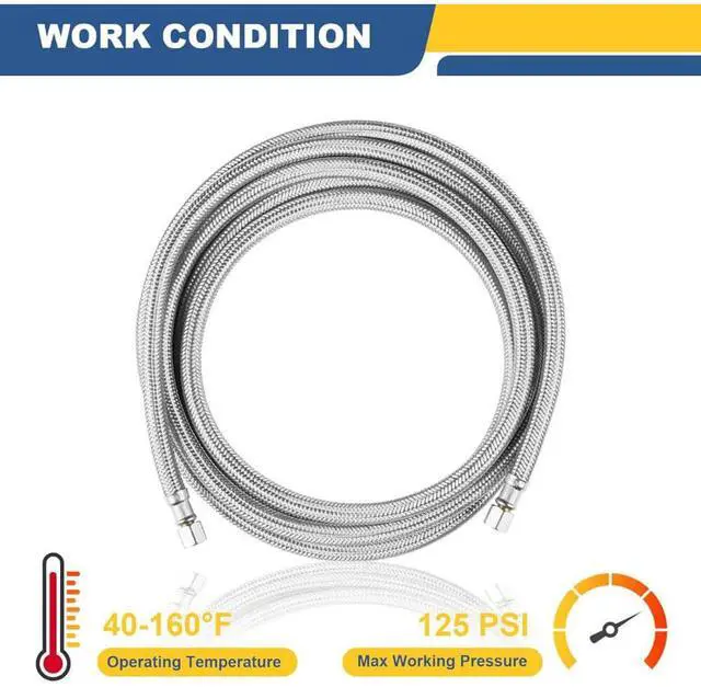 Alt view image 5 of 6 - GUOFIS 10 FT Stainless Steel Braided Refrigerator Water Line