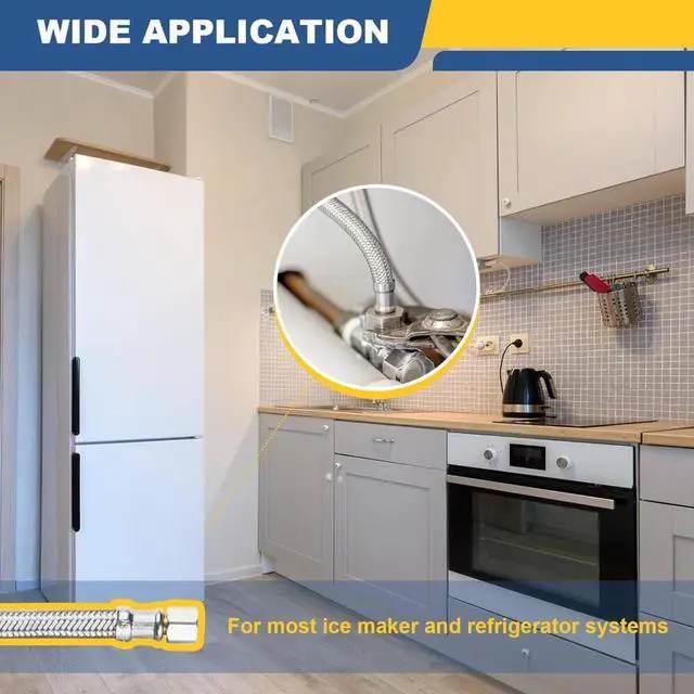 Alt view image 6 of 6 - GUOFIS 10 FT Stainless Steel Braided Refrigerator Water Line