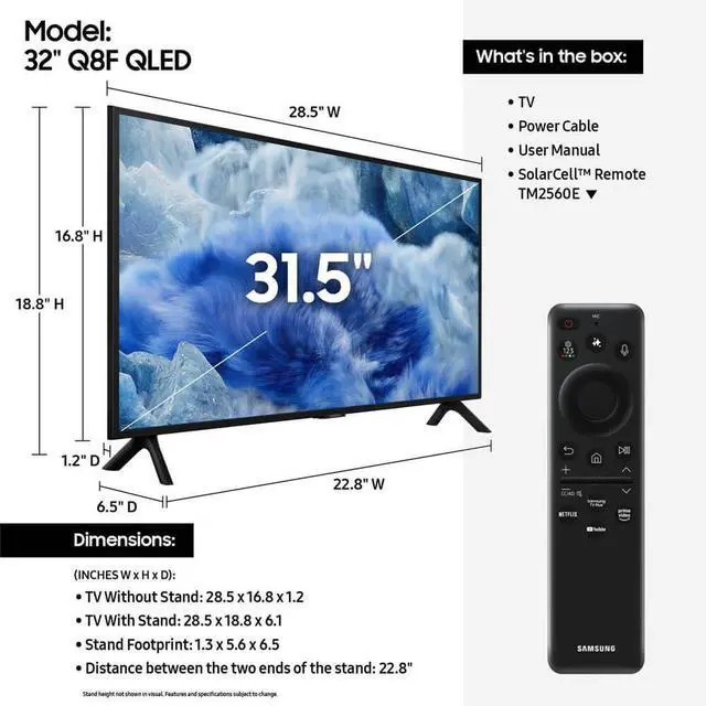 Alt view image 6 of 7 - Samsung QN32Q8F 32 inch Class Q8F Series QLED 4K Vision AI Smart TV
