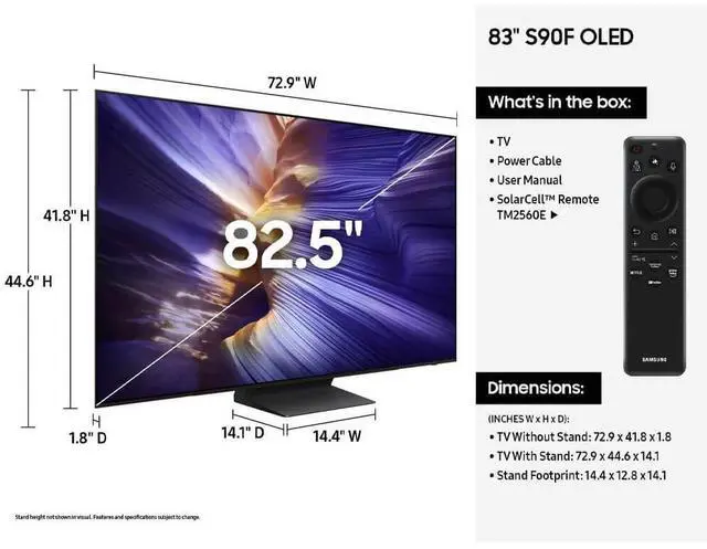 Alt view image 5 of 7 - Samsung QN83S90F 83 inch Class OLED 4K S90F Vision AI Smart TV (2025)