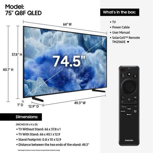 Alt view image 7 of 7 - Samsung 75 inch Class Q8F Series QLED 4K Vision AI Smart TV