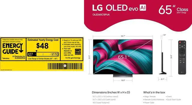 Alt view image 6 of 6 - LG OLED65C5P 65 inch Class C5 Series 4K OLED Smart TV