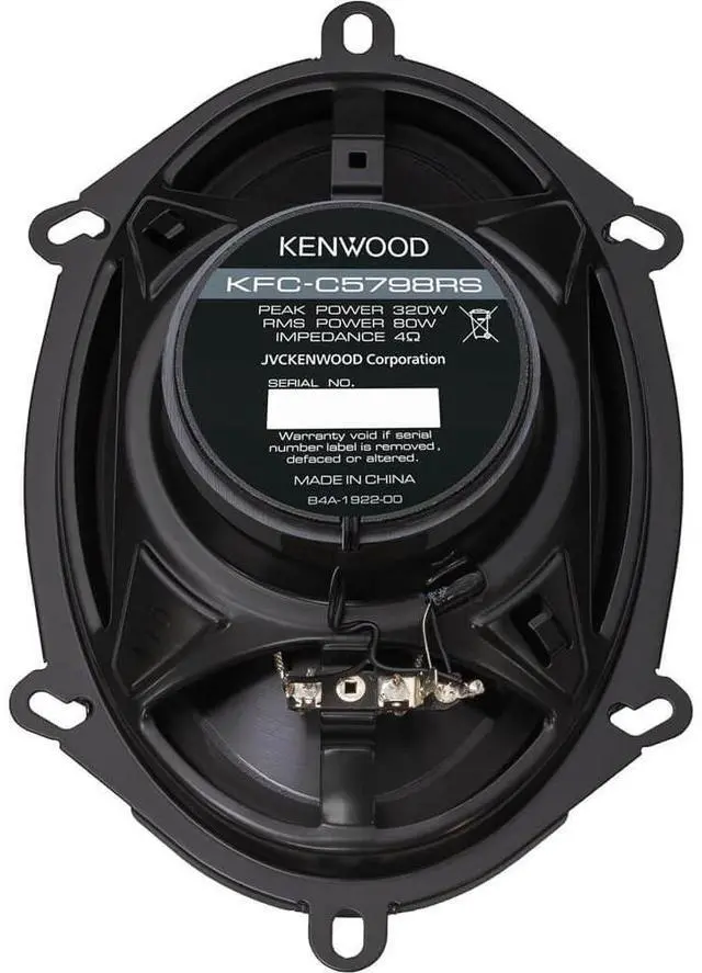 Alt view image 5 of 7 - Kenwood KFCC5798 5x7 inch Oval 2-Way Car Speakers - Black