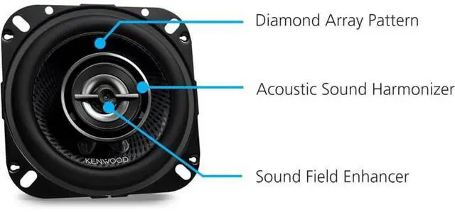 Alt view image 2 of 14 - Kenwood KFC1098 4 inch Round 2-Way Car Speakers - Black