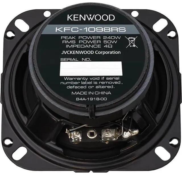 Alt view image 4 of 14 - Kenwood KFC1098 4 inch Round 2-Way Car Speakers - Black