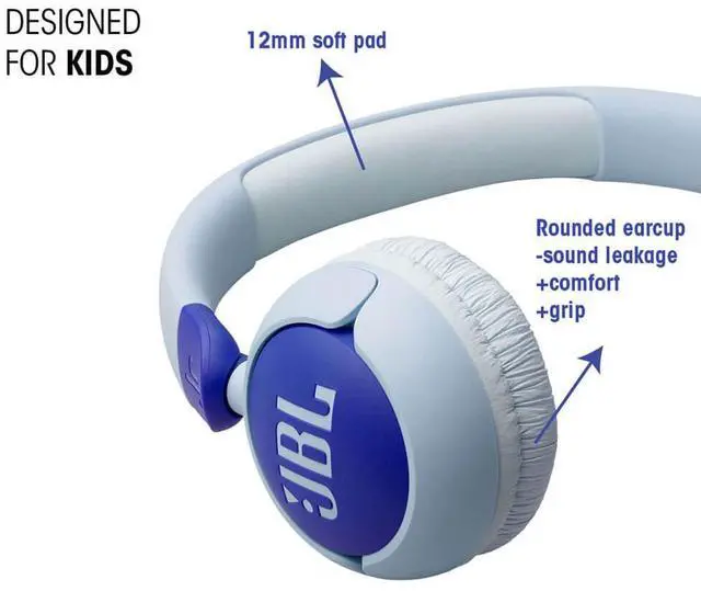 Alt view image 3 of 6 - JBL JR320BLU Junior 320 Kids Wired On-Ear Headphones - Blue
