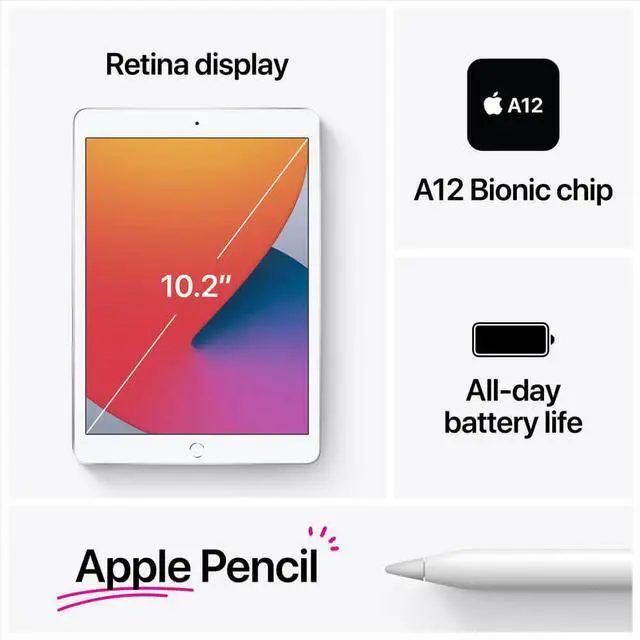 Alt view image 6 of 7 - Apple Certified Refurbished MYL92LL/A iPad (8th Generation) 32GB Flash Storage 10.2" Tablet PC (Wi-Fi) Space Gray Apple One Year Warranty