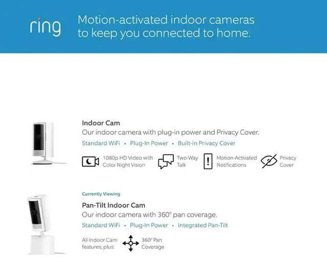 Alt view image 7 of 7 - Ring - Pan-Tilt Indoor Security Cam with 360° Horizontal Pan Coverage, Live View & Two-Way Talk, and HD Video - White