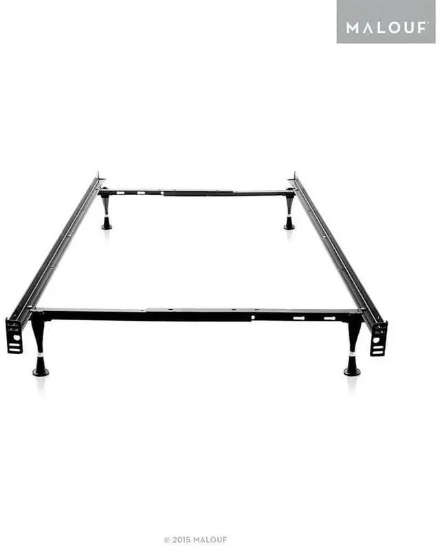 Alt view image 2 of 3 - MALOUF Structures Twin/Full Adjustable Metal Bed Frame with in-line Glides Black