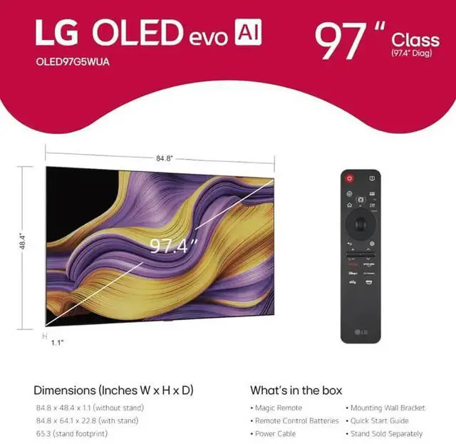 Alt view image 7 of 7 - LG OLED97G5W 97 inch Class G5 Series 4K OLED evo AI Smart TV