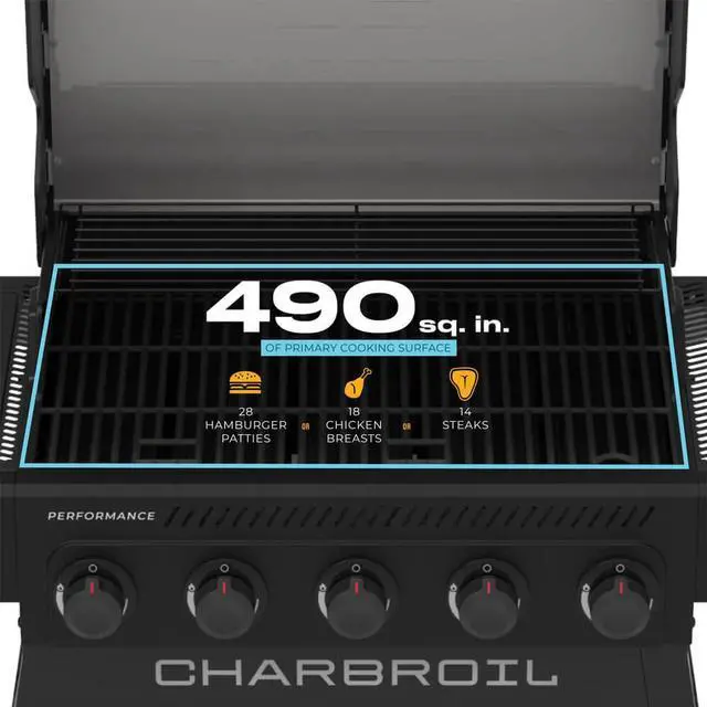 Alt view image 6 of 7 - Char-Broil 463463325 Performance Series FlavorMax 5-Burner Gas Grill - Black