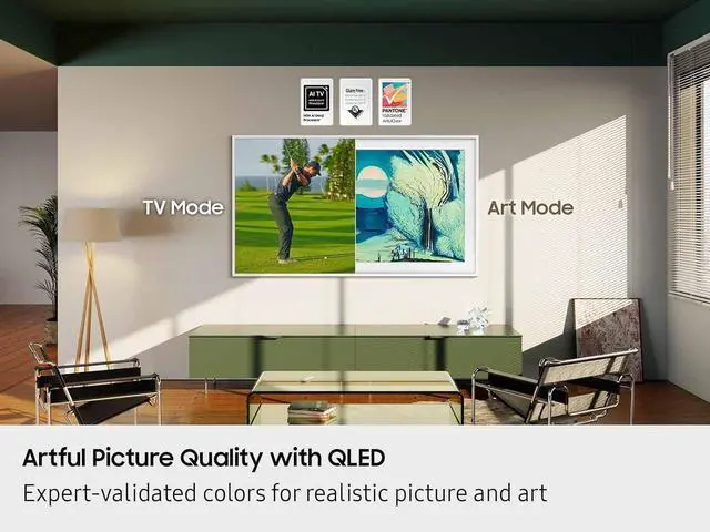 Alt view image 3 of 7 - Samsung 55-Inch Modern White The Frame LS03D QLED 4K Smart TV Bundle, Quantum HDR, Art Mode, Slim Fit Wall Mount, Alexa Built-in w/Bezel, AUX HDMI Cable, CPS 24-Month Protection, Streaming Bundle