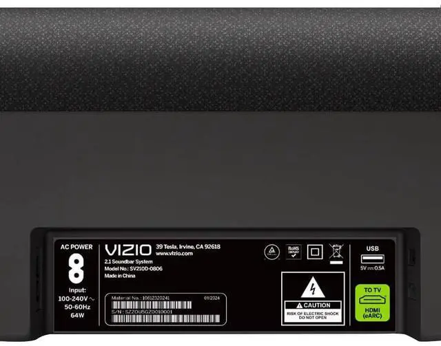 Alt view image 5 of 6 - Vizio SV210D0806 2.1 All-In-One Soundbar with Dolby Atmos