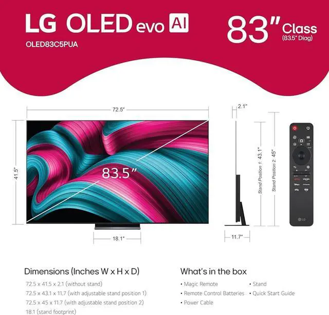 Alt view image 7 of 7 - LG OLED83C5P 83" 4K OLED Smart TV + 24 Month CPS Protection + Streaming Bundle