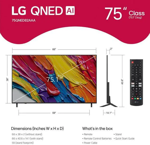 Alt view image 4 of 7 - LG 75QNED82A 75 inch Class 82A Series QNED AI 4K Smart webOS TV (2025)