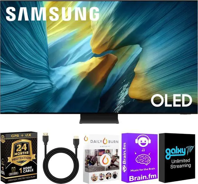 Main image of Samsung QN55S95FAFXZA OLED S95F 55-Inch QD-OLED 4K Smart TV with Quantum Dot HDR Pro, Glare-Free Screen, 165Hz Refresh Rate, Dolby Atmos, Alexa Built-in + UAX HDMI Cable + CPS 2-Year Protection Plan
