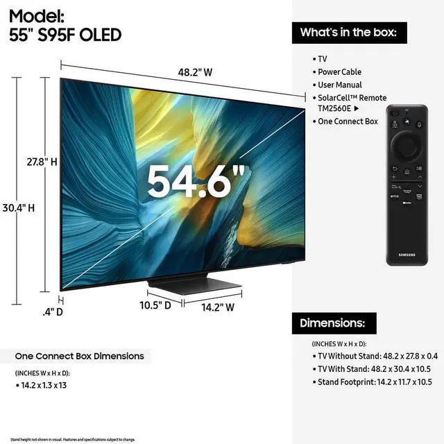 Alt view image 6 of 7 - Samsung QN55S95FAFXZA OLED S95F 55-Inch QD-OLED 4K Smart TV with Quantum Dot HDR Pro, Glare-Free Screen, 165Hz Refresh Rate, Dolby Atmos, Alexa Built-in + UAX HDMI Cable + CPS 2-Year Protection Plan