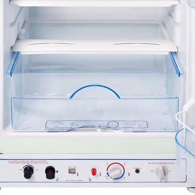 Alt view image 5 of 6 - UNIQUE UGP10CCRSMLG 10 Cu. Ft. Classic Retro Summer Mint Green Propane Top Freezer Refrigerator