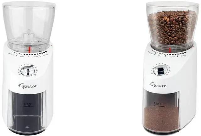 Alt view image 7 of 7 - Capresso 57092 Infinity Plus Conical Burr Grinder - White - Factory Refurbished