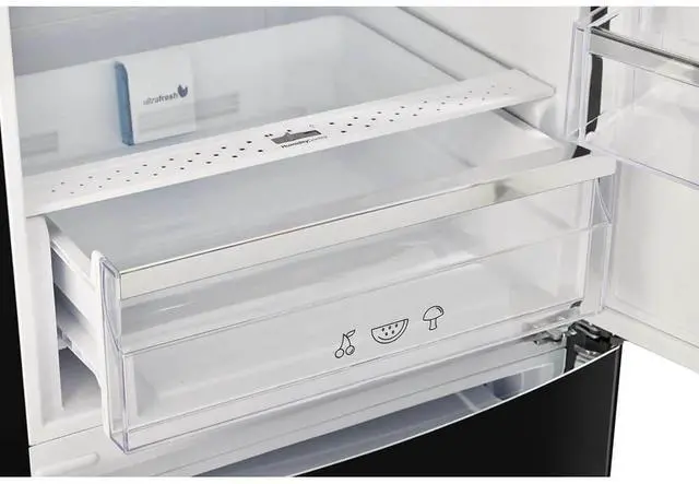 Alt view image 3 of 7 - UNIQUE UGP340LBAC 12 Cu. Ft. Midnight Black Counter-Depth Retro Bottom Freezer Refrigerator