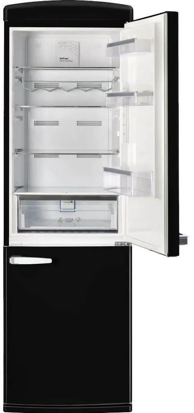 Alt view image 5 of 7 - UNIQUE UGP340LBAC 12 Cu. Ft. Midnight Black Counter-Depth Retro Bottom Freezer Refrigerator