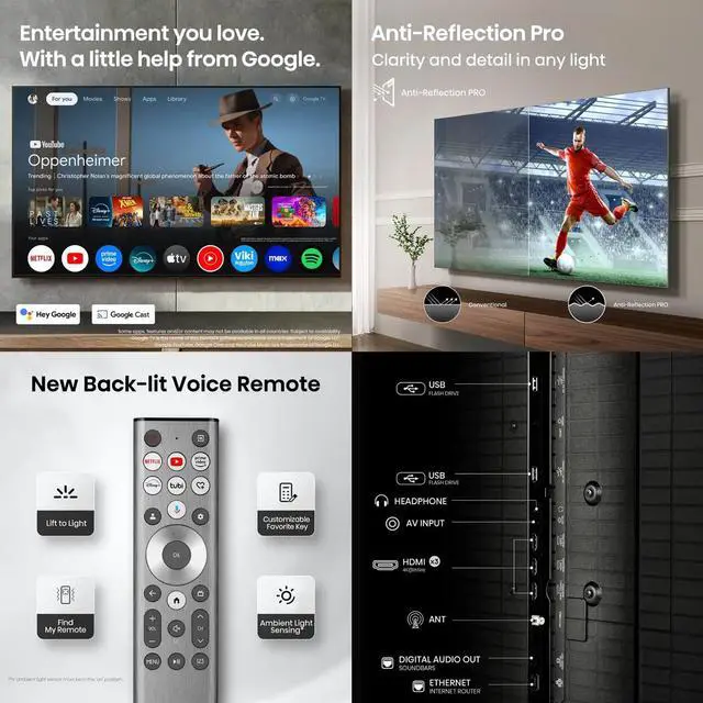 Alt view image 6 of 6 - Hisense 65U8QG 65 inch Class U8 Series 4K Mini-LED QLED UHD Smart Google TV