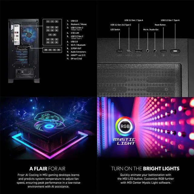 Alt view image 2 of 5 - MSI AER2A14NVR91 Aegis R2 Gaming Desktop - Intel Core i9 14900F - NVIDIA GeForce RTX 5070 Ti - 32GB/2TB SSD