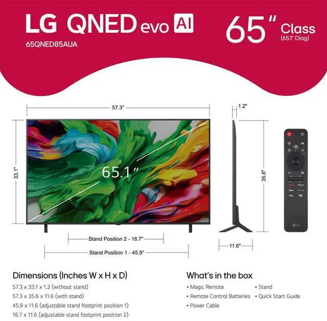 Alt view image 6 of 7 - LG 65QNED85A 65 inch Class QNED85A Series 4K evo AI MiniLED Smart webOS TV