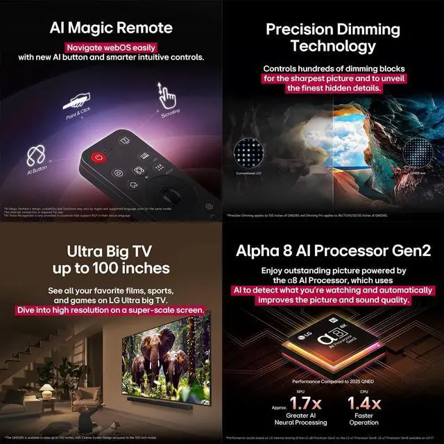 Alt view image 3 of 7 - LG 65QNED85A 65 inch Class QNED85A Series 4K evo AI MiniLED Smart webOS TV